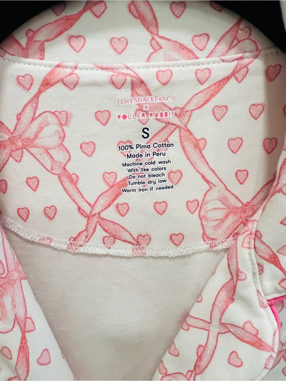 LOVESHACKFANCY x ROLLER RABBIT BABY BOW PRINT SHORT SLEEVE PAJAMA TOP, SIZE S. - Picture 4 of 12